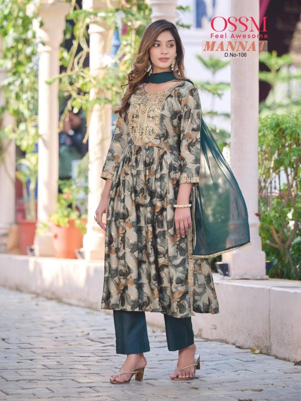 Ossm Mannat Vol 3 Fancy Kurti With Bottom Dupatta Collection